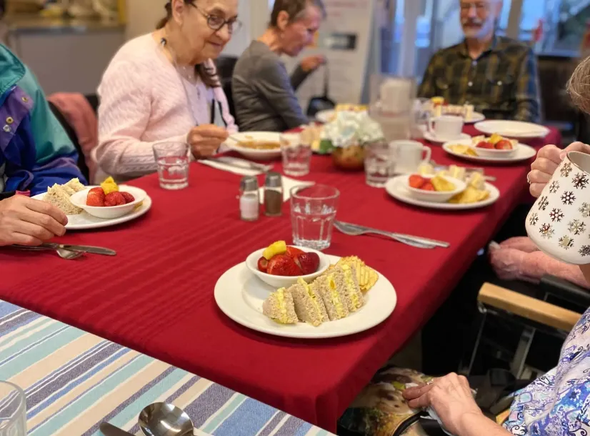 seniors lunch in the church basement